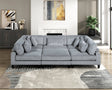 6pc Modular Sectional Set Gray Corduroy Upholstery 3x Armless Chairs 2x Corner Seats 1x Ottoman Pillows Living Room Furniture - sold by Home Elegance USA