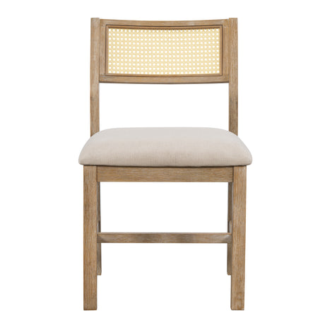 TREXM 6-piece Retro Farmhouse Style Dining Set, Rectangular Table and 4 Upholstered Chairs with Rattan and Bench for Dining Room and Kitchen (Natural Wood Wash) - sold by Home Elegance USA