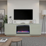 Soporte de TV con chimenea de 73 pulgadas para televisores de hasta 85 pulgadas, acabado en arenisca