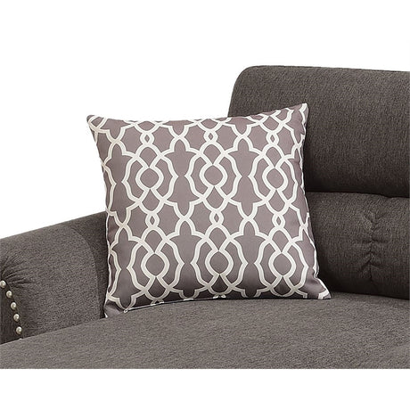 Tan Color Polyfiber Reversible Sectional Sofa Set Chaise Pillows Plush Cushion Couch Nailheads - sold by Home Elegance USA