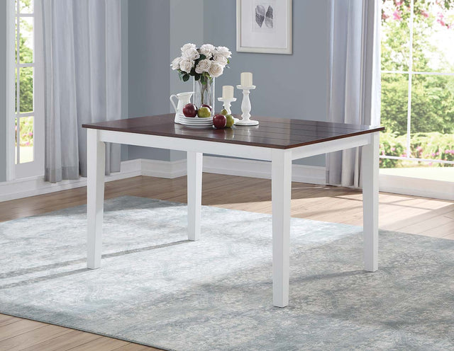 Acme - Green Leigh Dining Table 77075 White & Walnut Finish