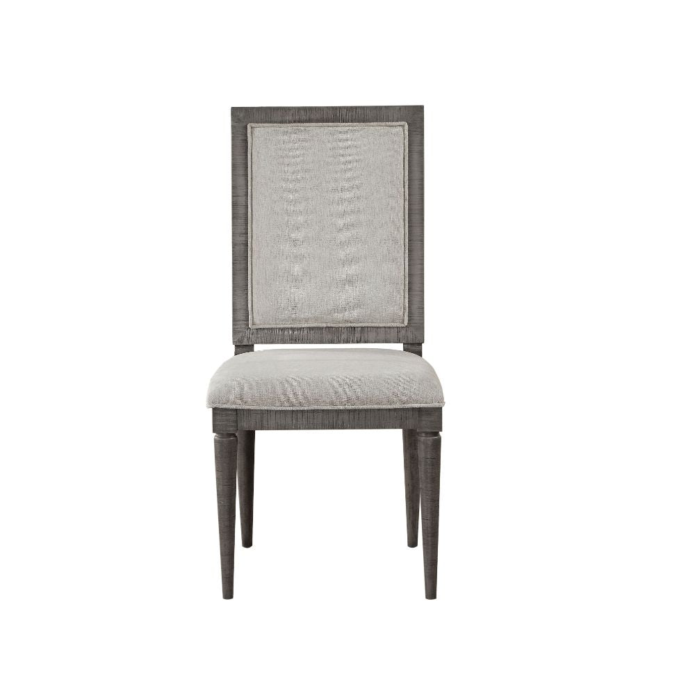 Artesia Side Chair (Set - 2) 77092 Beige Fabric & Salvaged Natural Finish | Acme | Home Elegance USA