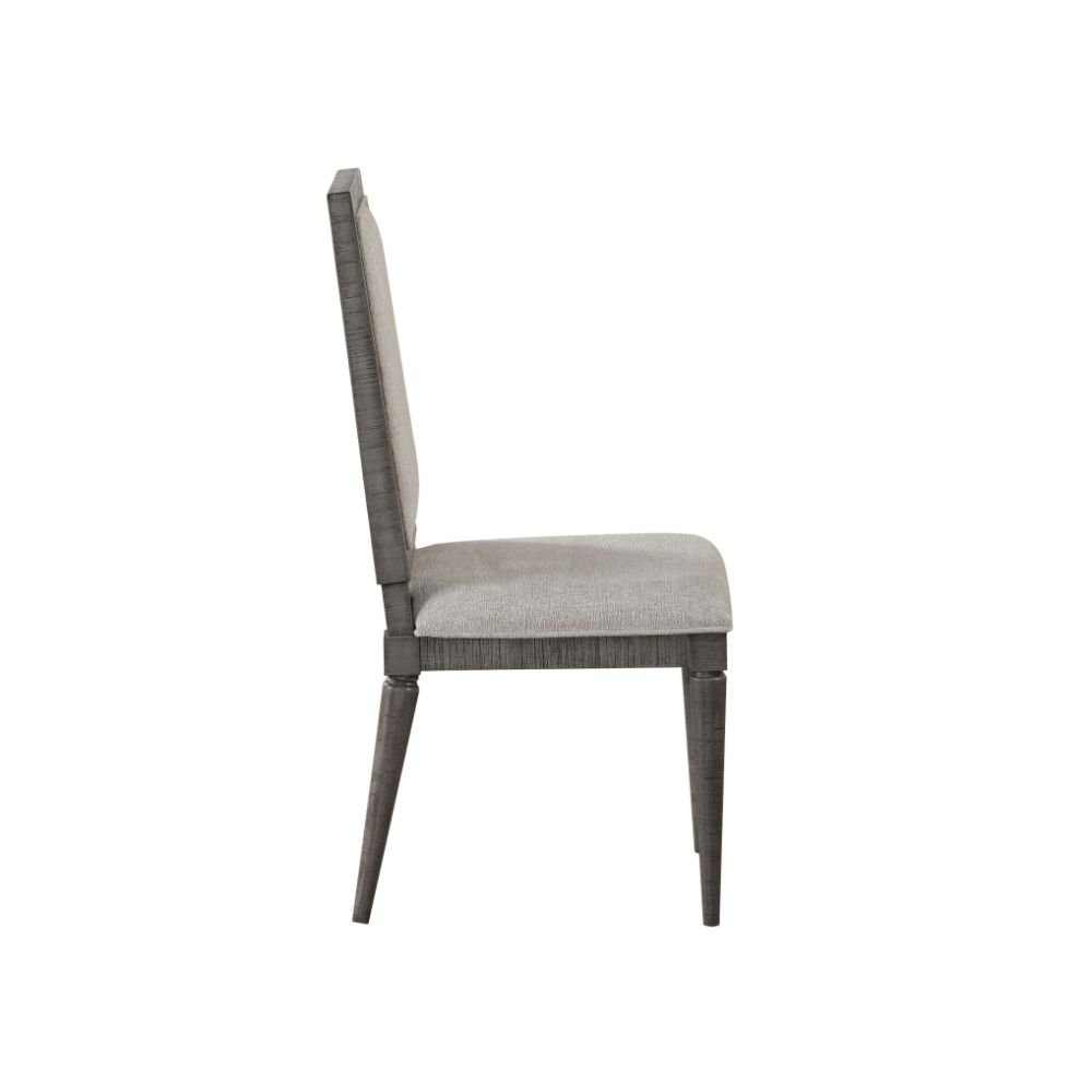 Artesia Side Chair (Set - 2) 77092 Beige Fabric & Salvaged Natural Finish | Acme | Home Elegance USA