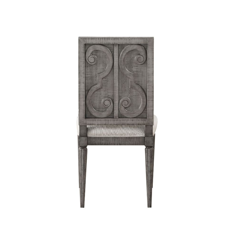 Artesia Side Chair (Set - 2) 77092 Beige Fabric & Salvaged Natural Finish | Acme | Home Elegance USA