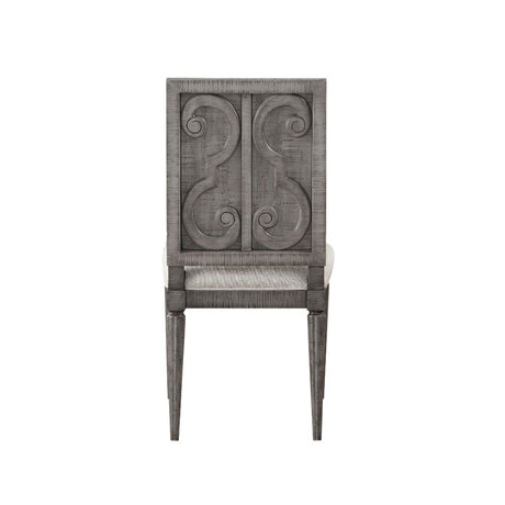 Artesia Side Chair (Set - 2) 77092 Beige Fabric & Salvaged Natural Finish | Acme - 77092 - Home Elegance USA - 4