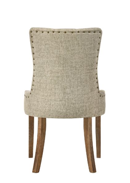 Acme - Yotam Side Chair (Set-2) 77162 Beige Fabric & Salvaged Oak Finish