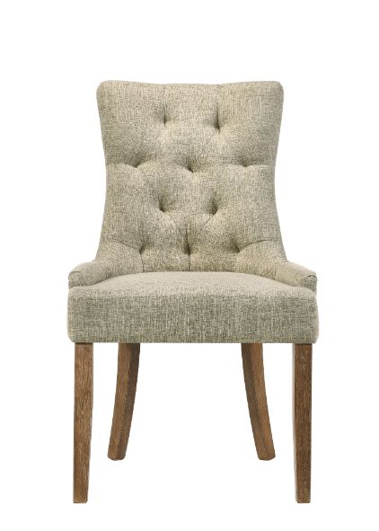 Acme - Yotam Side Chair (Set-2) 77162 Beige Fabric & Salvaged Oak Finish