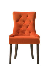 Acme - Farren Side Chair (Set-2) 77164 Orange Velvet & Weathered Oak Finish