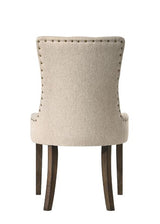 Acme - Farren Side Chair (Set-2) 77172 Beige Fabric & Weathered Oak Finish