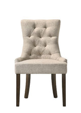 Acme - Farren Side Chair (Set-2) 77172 Beige Fabric & Weathered Oak Finish