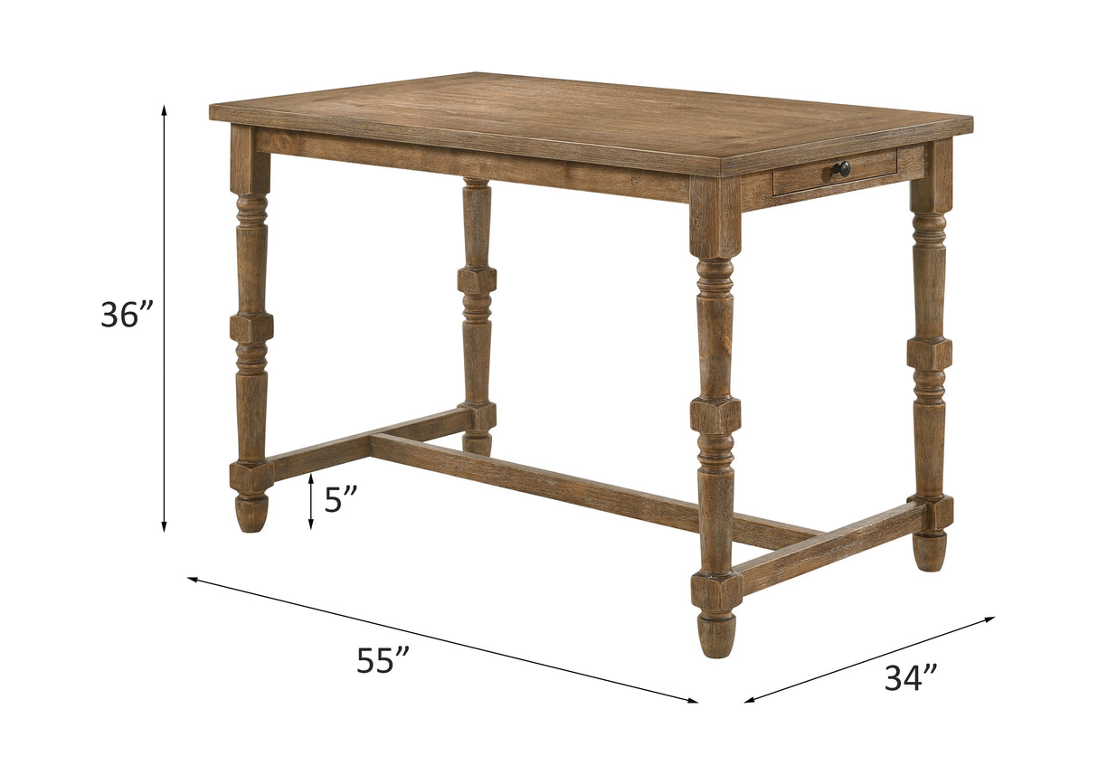 Acme - Farsiris Counter Height Table 77175 Weathered Oak Finish