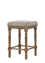 Acme - Farsiris Counter Height Stool (Set-2) 77177 Beige Fabric & Weathered Oak Finish