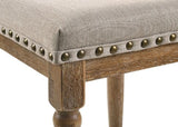 Acme - Farsiris Counter Height Stool (Set-2) 77177 Beige Fabric & Weathered Oak Finish