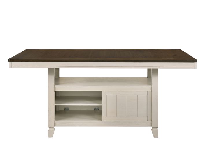 Acme - Tasnim Counter Dining Table 77180 Oak & Antique White Finish