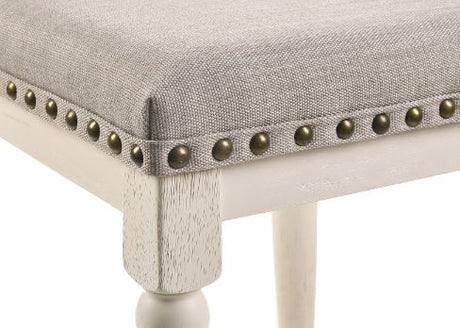 Acme - Tasnim Counter Height Stool (Set-2) 77182 Tan Fabric & Antique White Finish