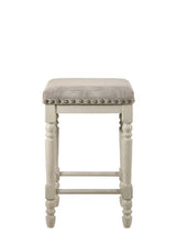 Acme - Tasnim Counter Height Stool (Set-2) 77182 Tan Fabric & Antique White Finish