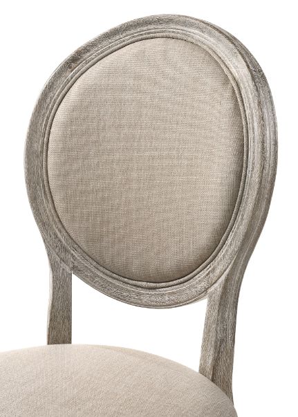 Acme - Faustine Side Chair (Set-2) 77187 Tan Fabric & Salvaged Light Oak Finish