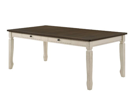 Acme - Fedele Dining Table 77190 Weathered Oak & Cream Finish