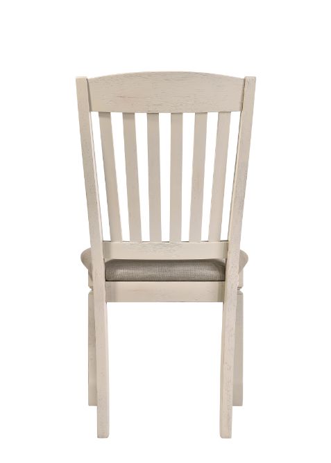 Acme - Fedele Side Chair (Set-2) 77192 Tan Fabric & Cream Finish