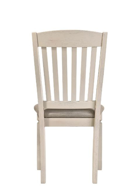 Acme - Fedele Side Chair (Set-2) 77192 Tan Fabric & Cream Finish