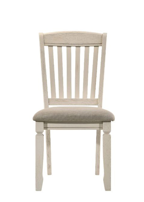 Acme - Fedele Side Chair (Set-2) 77192 Tan Fabric & Cream Finish