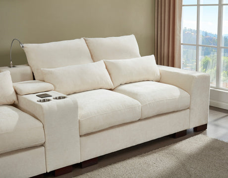 Modern Sectional Sofa Couch with Console,USB Charging Port,Reading Light,Cup Holder, Beige - sold by Home Elegance USA