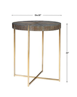 Taja Round Accent Table Dark Brown & Gold - Dark Brown / Yellow by Uttermost - View 6