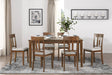 Transitional Styling 7-Piece Pack Dinette Set Cherry Finish Dining Table and 6x Side Chairs Textured Fabric Upholstered Seat Wooden Classic Look Furniture - sold by Home Elegance USA