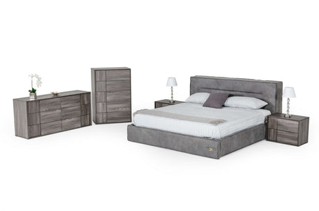 Hollywood Italian Contemporary Grey Nubuck Leather King Bed – VIG Furniture - sold by Home Elegance USA