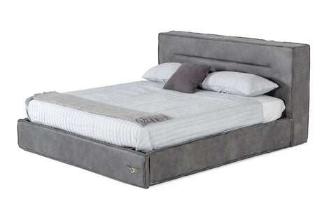 Hollywood Italian Contemporary Grey Nubuck Leather King Bed – VIG Furniture - sold by Home Elegance USA