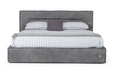 California King Hollywood - Italian Contemporary Grey Leather Bed