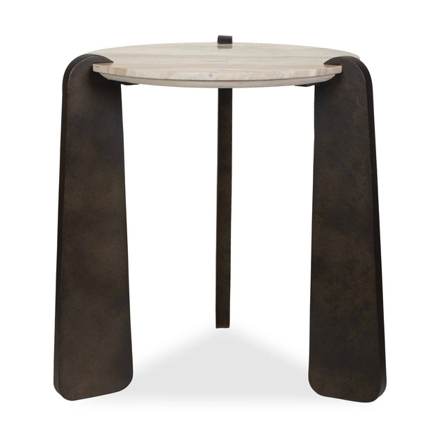 Talud Modern Marble Side Table Bronze / Gray - Dark Brown / Beige by Uttermost - View 1