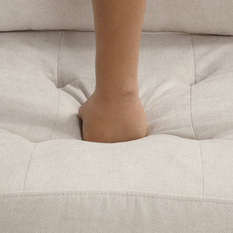 Oversized U-Shaped Sectional Sofa Couch with Pull-out Bed, Beige Chenille, 117.3' - sold by Home Elegance USA