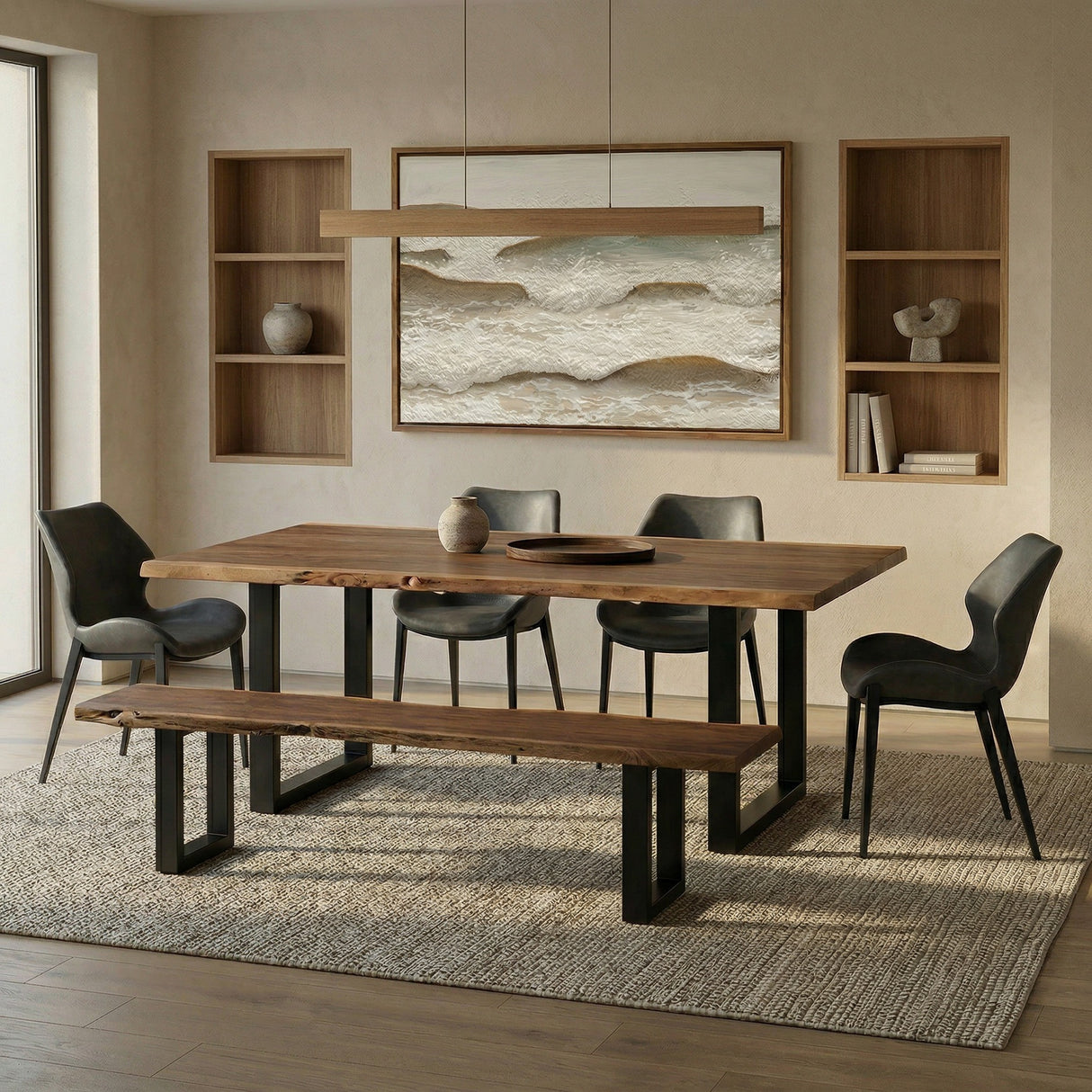 Taylor Large 87" Modern Live Edge Wood Dining Table - View Image 1