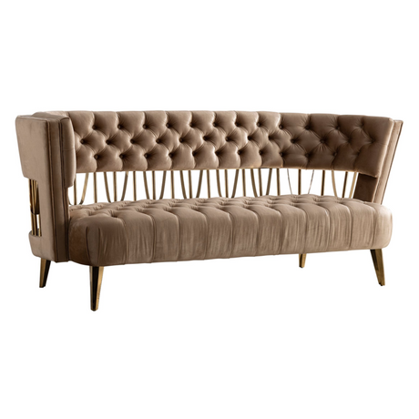 Divani Casa Courtney Beige & Gold Fabric Loveseat Vgyuhd-1927-L