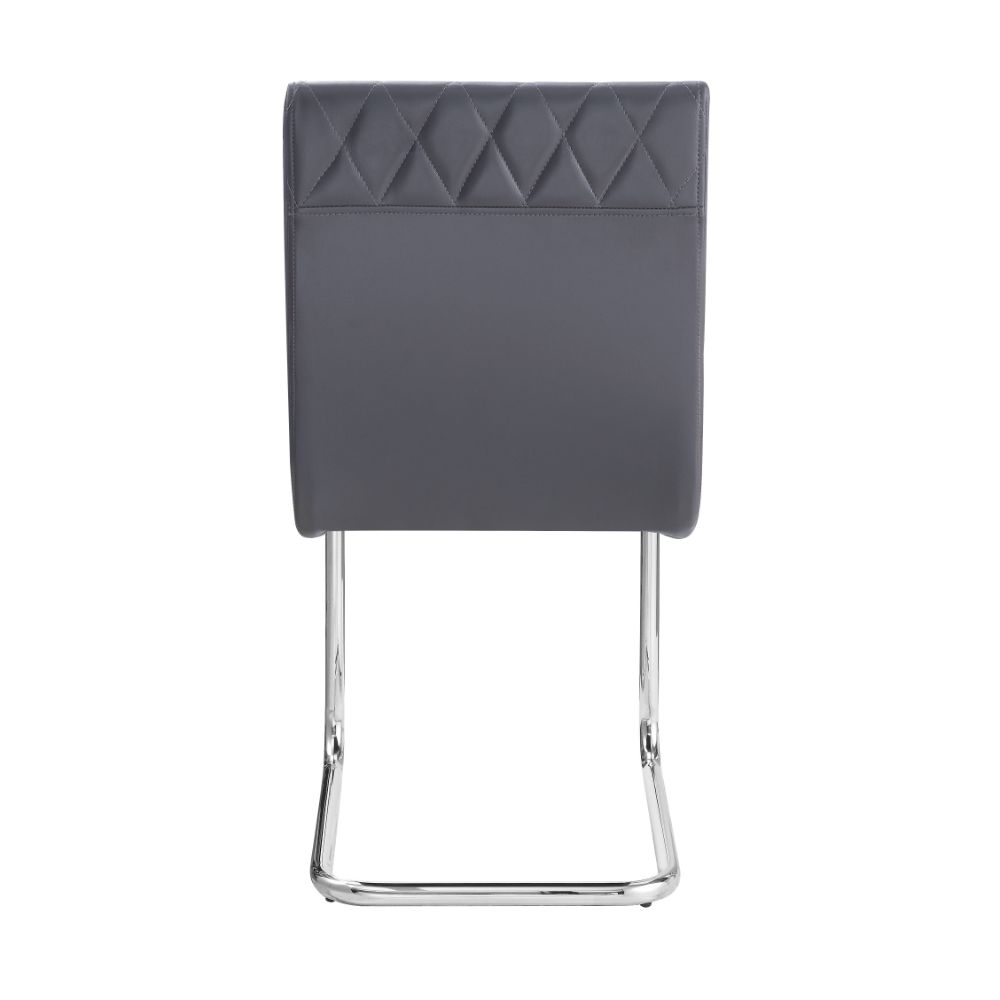 Ansonia Side Chair (Set - 2) 77832 Gray Synthetic Leather & Chrome Finish | Acme - 77832 - Home Elegance USA - 4