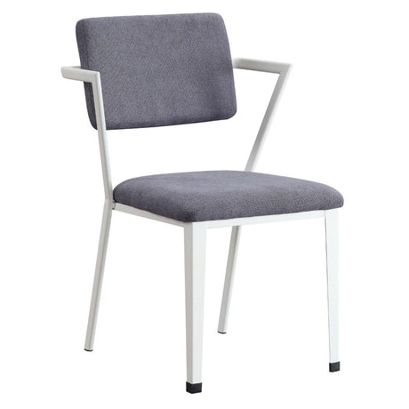 Acme - Cargo Dining Chair (Set-2) 77882 Gray Fabric & White Finish