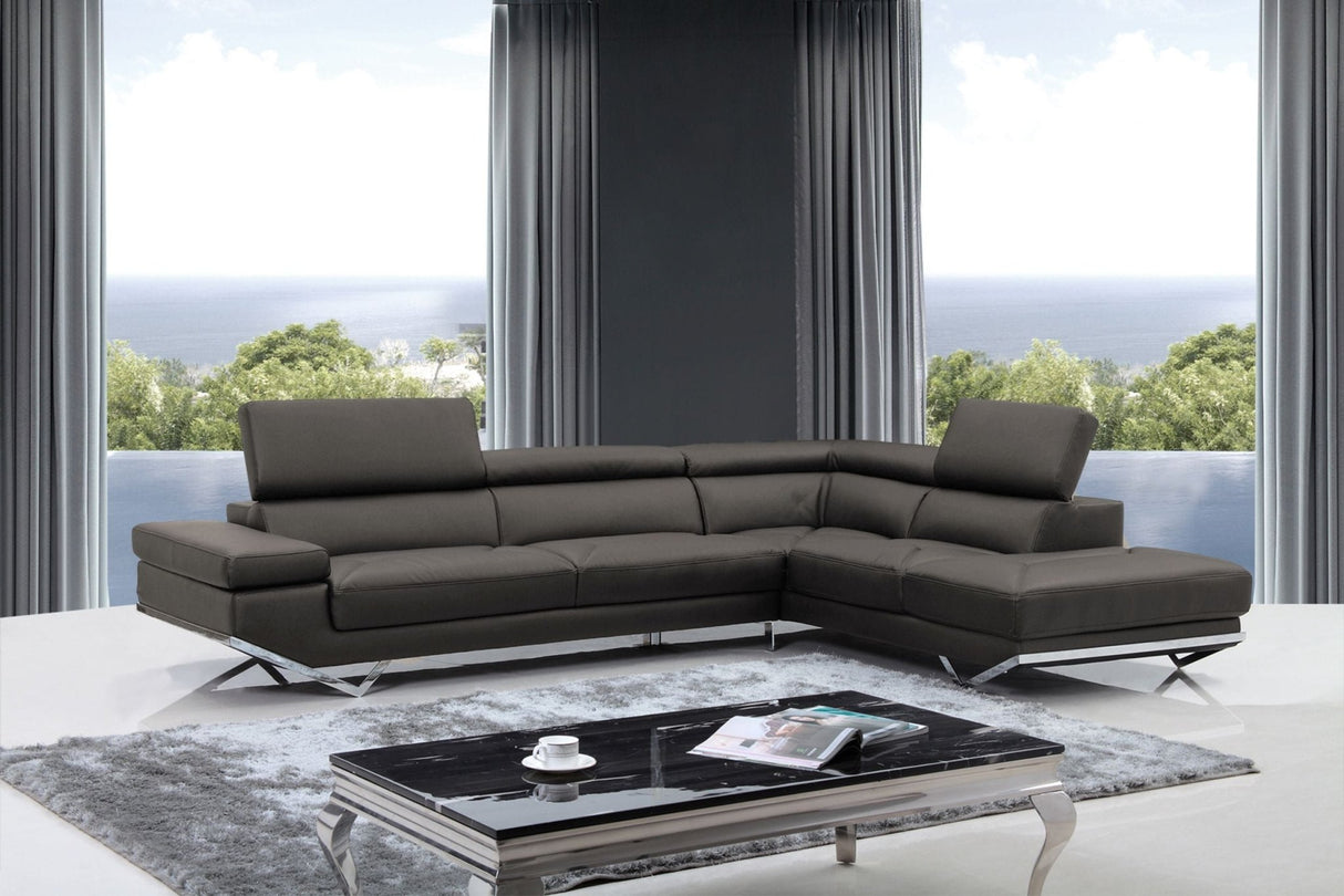 Divani Casa Quebec - Modern Dark Grey Eco - Leather Right Facing Sectional Sofa - VGKNK8488 - SECT - DKGRY - Z - Home Elegance USA - 1