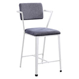 Cargo Counter Height Chair (Set - 2) 77887 Gray Fabric & White Finish | Acme | Home Elegance USA