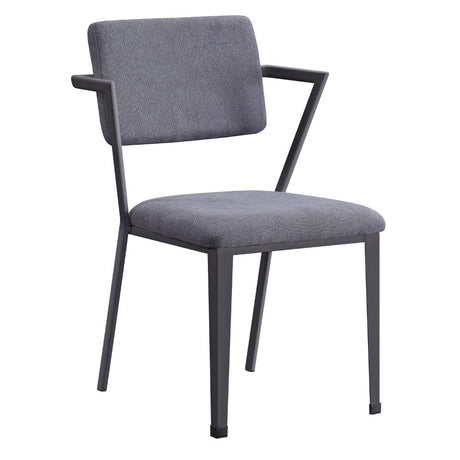 Acme - Cargo Dining Chair (Set-2) 77902 Gray Fabric & Gunmetal Finish
