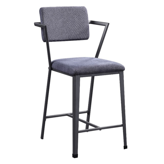 Acme - Cargo Counter Height Chair (Set-2) 77907 Gray Fabric & Gunmetal Finish