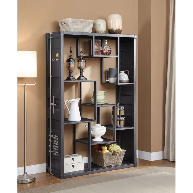 Acme - Cargo Bookcase 77908 Gunmetal Finish