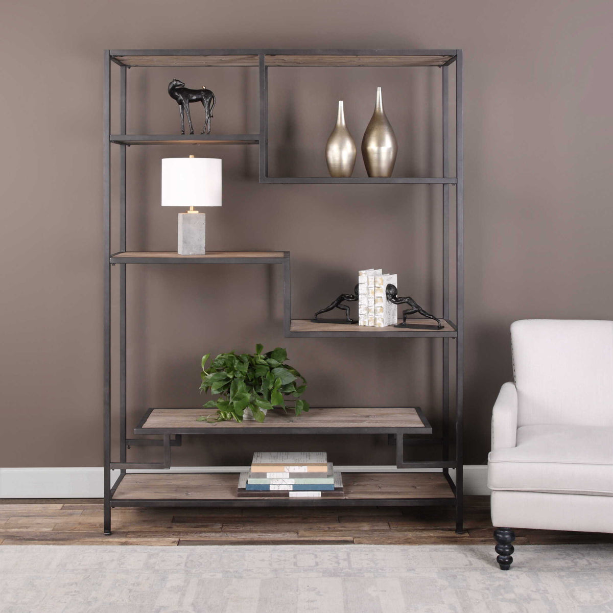 Sherwin Industrial Etagere - Light Brown / Black by Uttermost - View 6