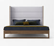 Queen Helenora - Contemporary Grey Fabric & Walnut Trim Bed - View Image 1