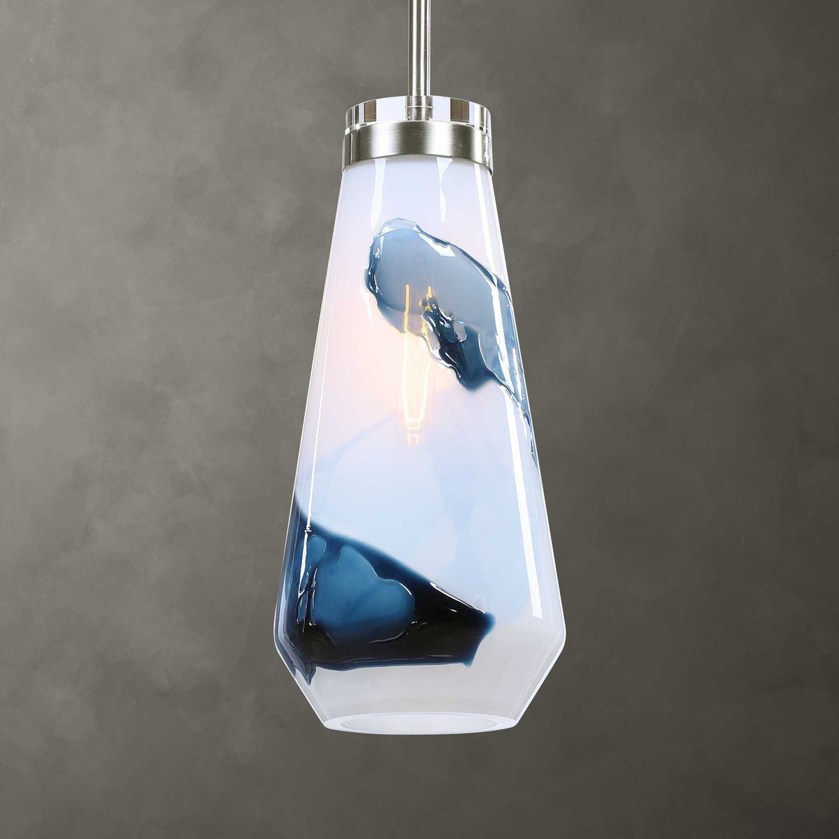 Windswept 1 Light Mini Pendant Blue & White - Blue / Silver by Uttermost - View 10