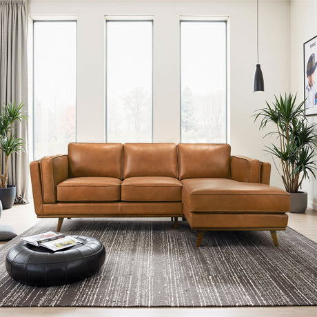 Chase Genuine Leather Sectional Sofa Right Facing Tan Full Leather 90.90' - sold by Home Elegance USA