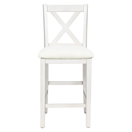 TOPMAX 5 Pieces Counter Height Rustic Farmhouse Dining Room Wooden Bar Table Set with 4 Chairs, White - sold by Home Elegance USA