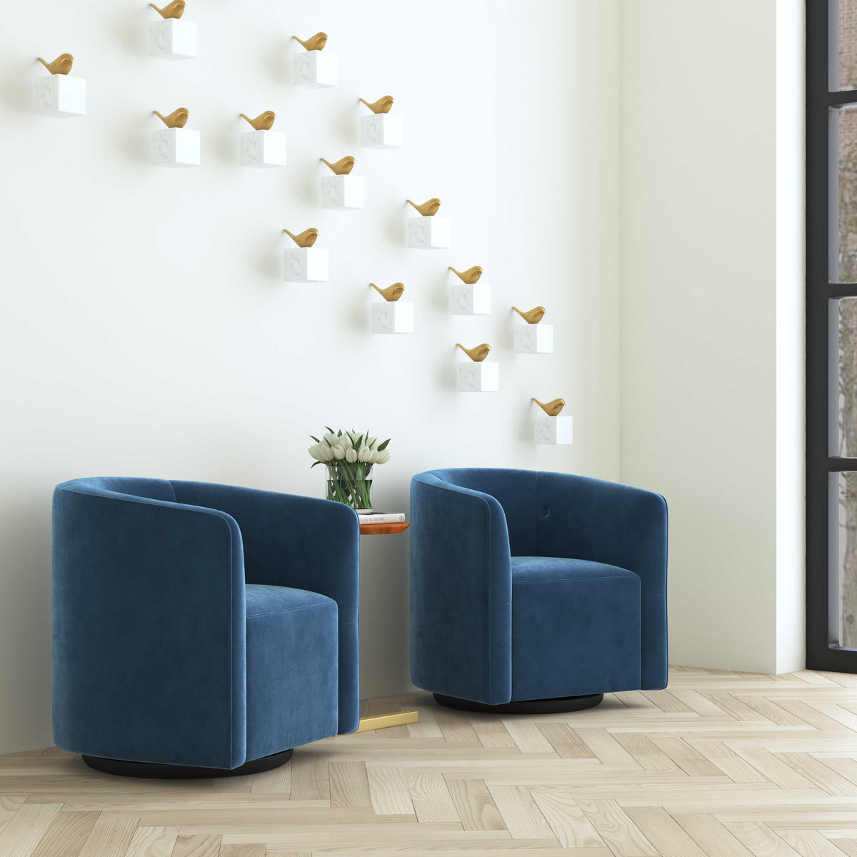 Mallorie Swivel Chair - Blue by Uttermost - View 2