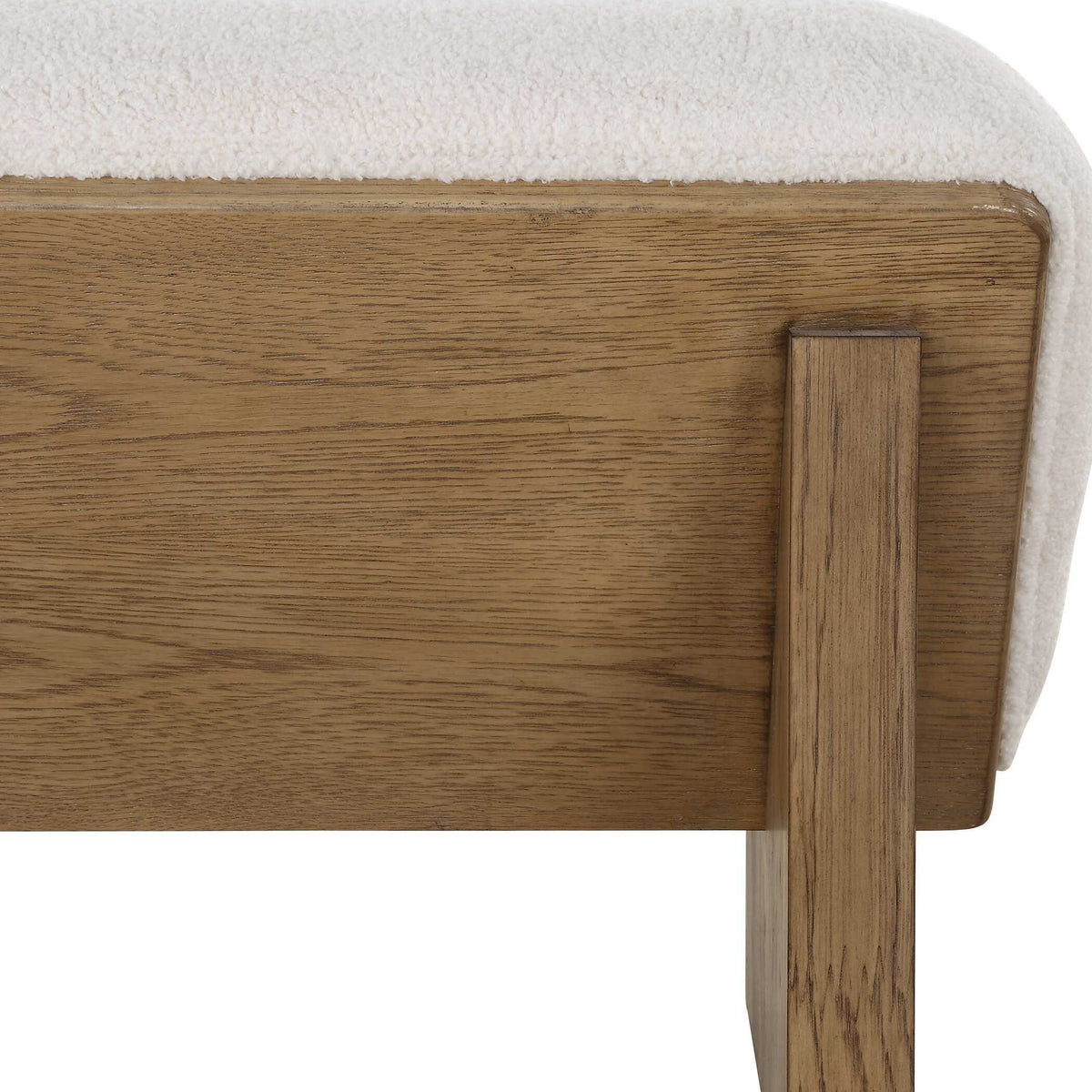 Wedged Ivory Fabric Bench - Beige by Uttermost - View 7
