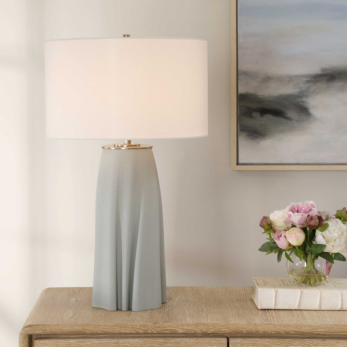Cover Up Sculpted Table Lamp Blue / Silver - Light Blue by Uttermost - View 2